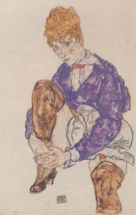 Egon Schiele Portrait of the Artist's Seated,Holding Her Right Leg (mk12)